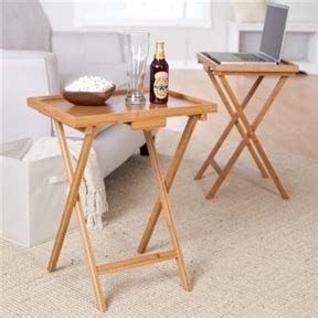 Tv trays make snack biting much more comfortable and more organized. Set of 2 Bamboo Wood TV Table Snack Coffee Tables in ...