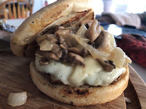 Add the mushrooms, sea salt, and pepper, to taste. Mushroom onion burger with havarti cheese and a grilled ...