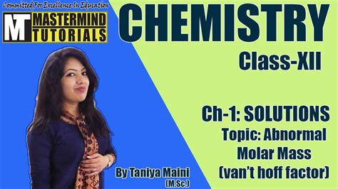 Kf for water is 1.86 ºc/m. #10 Ch-1 SOLUTIONS: ABNORMAL MOLAR MASS (VAN'T HOFF FACTOR ...