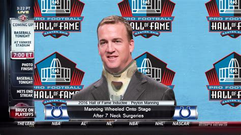Quarterback peyton manning added the last, and perhaps only, missing entry to his nfl résumé saturday night when he was named as one of eight new enshrinees to the pro football hall. Peyton's 2016 Hall of Fame Induction Photo...Too Soon ...