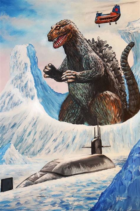 Godzilla vs king kong moster fight movies art print decor home poster full size. Godzilla painting entitled GODZILLA '63 '- Interpretation ...