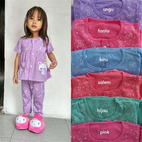 Material / bahan baju anak. Piyama anak cewek bahan kaos full kancing / baju tidur ...