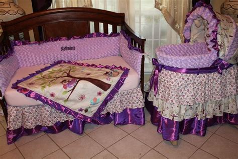 Owl bedding for boys has also interesting styles. Purple owl crib bedding set and bassinet cover | Crib ...