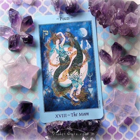 Celestial tarot deck card set oracle cards booklet witch pagan wicca witchcraft. XVIII The Moon from the Celestial Tarot by U.S. Games Inc. / Photo © www.VioletAura.com | Tarot ...