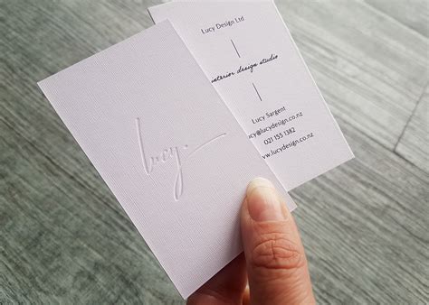 Shaped letterpress and gold foil business cards. Debossed Business Cards, New Zealand | Pinc