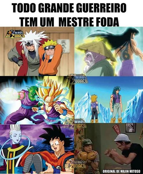 5 melhores fusões de dragon ball x naruto. Todo guerreiro tem um mestre | Memes engraçados, Memes de anime, Anime