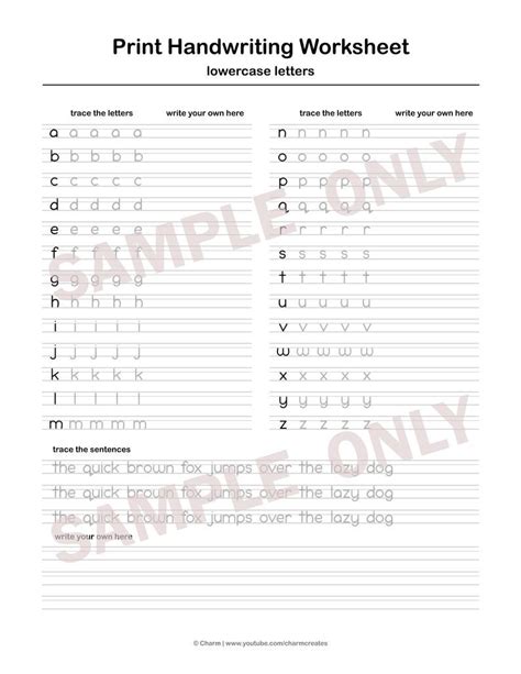 We offer tracing printables in both print and cursive for all 26 letters of the alphabet, as well as themed pages with neat, colorful designs that aim to entice kids to practice. Printable Handwriting Worksheets5 Pages Letters Words and ...