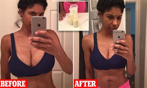 If you bathe your baby after a feeding, consider waiting for your baby's tummy to settle a bit first. Mother shares VERY candid snap of her breasts before and ...