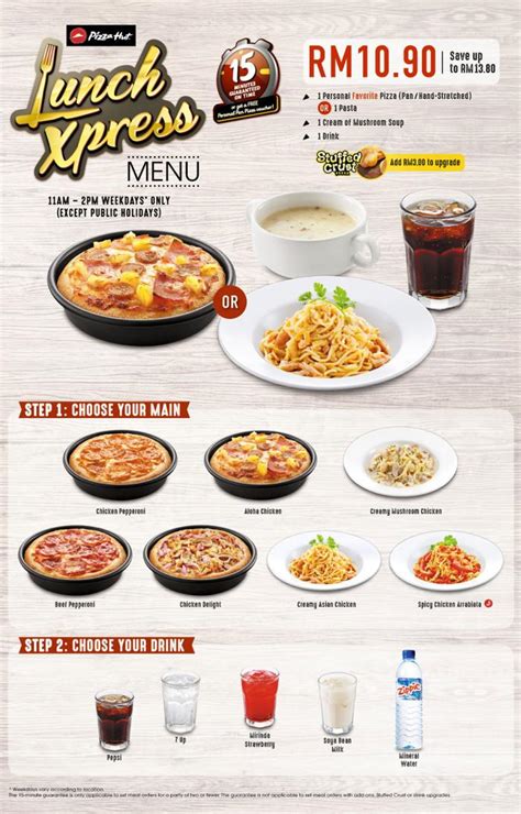 (other pizzas under this range are the quattro cheese deluxe, wild about mushroom, seafood symphony, pesto gusto). Pizza Hut Lunch Express Set for RM10.90 only