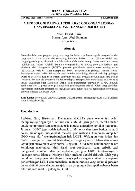 Kehidupan beragama yang kurang oleh induvidu menyebabkan mereka. (PDF) Metodologi Dakwah Terhadap Golongan Lesbian, GAY ...