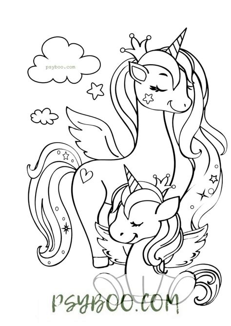 Baby and mommy animal set. Beautiful Mom and Baby Unicorn Coloring Page ⋆ Print for ...