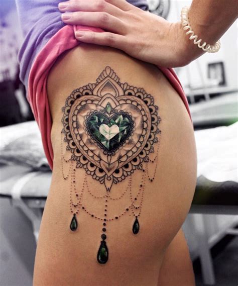 A diamond tattoo is truly a much coveted tattoo design that is loved by both the sexes. Ornamental Diamond Hip Tattoo | Best tattoo design ideas