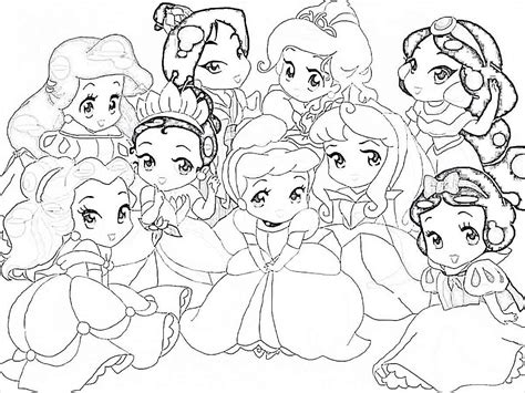 Free printable disney coloring pages online. Kawaii Disney Princess Coloring Pages - BubaKids.com