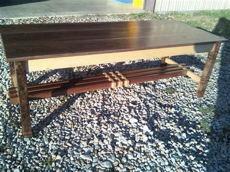 Maple wood shelf with gem and crystal inlay. Walnut and birdseye maple coffee table - Reader's Gallery ...