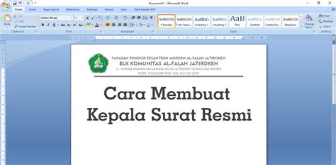 Download formulir 3 kk 1 dan 3a kk 2. Cara Buat Kop Surat Di Microsoft Word - Kumpulan Contoh Surat