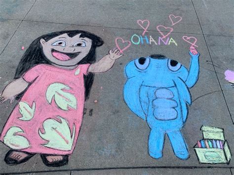 Before you know it your sidewalk or driveway will. LILO and Stitch sidewalk chalk art in 2020 | Sidewalk ...