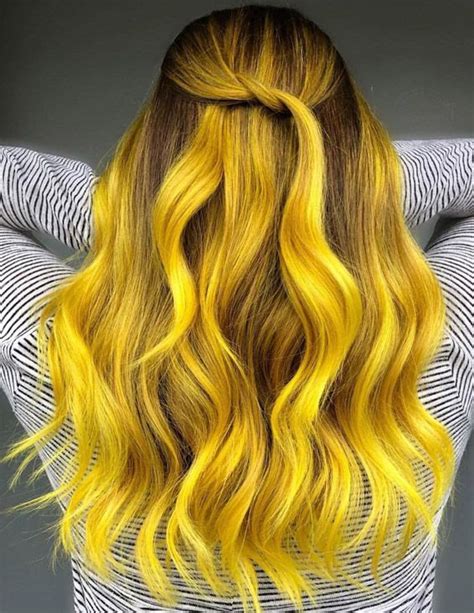 If your hair is dark and you want to be blonde, one method is to lighten your overall color to a medium or dark blonde and then add light highlights. Fascinating Yellow Hair Color Highlights for 2019 | Voguetypes