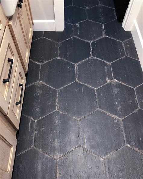 14 of 14 photosets for hexagonal tiles. This black hexagon tile in the boys bathroom creates a ...