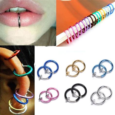 Today i'm going to show you how to make your own fake piercings for your body(face, ears, belly button, tongue, lips, collarbone and. Unisex Tongue Ring Goth Punk Clip On Fake Piercing Body Nose Lip Rings Hoop Ear Tongue Ring 2 ...