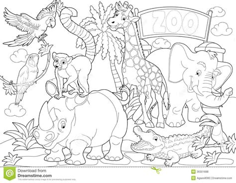 Free printable coloring pages zoo coloring pages. Coloring page the zoo illustration for the children ...