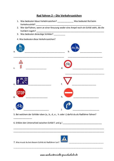 Wie läuft die radfahrprüfung in der grundschule ab? Verkehrszeichen Fahrrad Sachunterricht | Verkehrszeichen ...