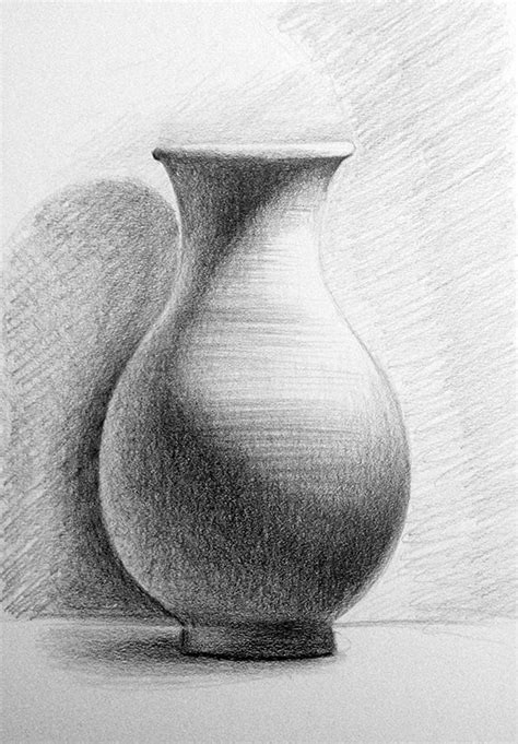 In order to draw a subject realistically, draw objects as they appear proportionally. Pencil drawing - Still life - Terracotta vase - object ...
