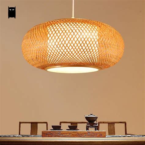 Natural materials bring a classic, coastal vibe to any space, and what better way to incorporate them into your home than with a fun chandelier or wall sconce? Bamboo Wicker Rattan Shade Pendant Light Fixture Asian ...