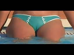 My sister was taking a shower in the bathroom. Camel toe on the pool - Voyeurs HD