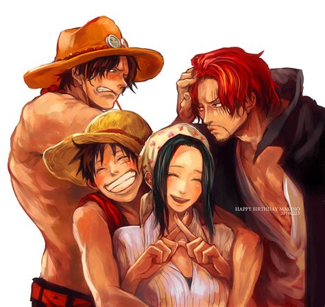 Maybe you would like to learn more about one of these? monkey d luffy, portgas d ace, shanks, and makino (one ...