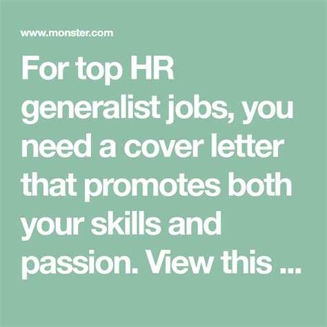 Cover letter sample 1 year experience. HR generalist cover letter | Cover letter, Cover letter ...
