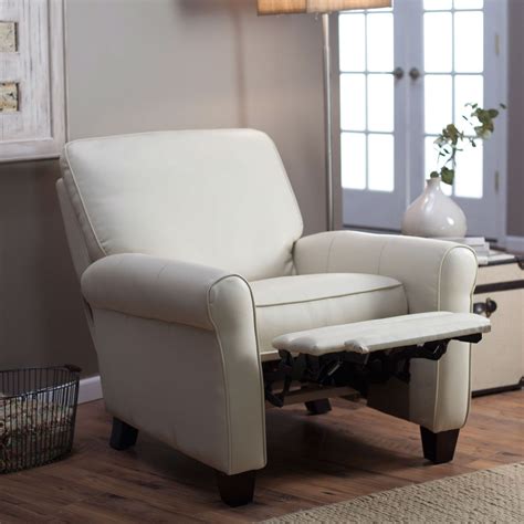 80cm (w) x 90cm (h) x 80cm (d) contemporary style. Soft Cream Bonded Leather Upholstered Club Chair Recliner ...