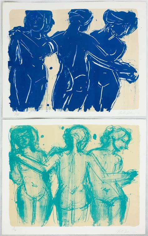 Lester johnson was best known for creating paintings that seemed to be in motion. Johnson Lester | Three Graces I & II (1966) | MutualArt