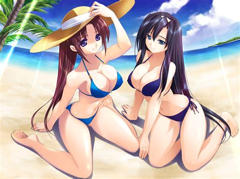 A collection of the top 51 anime blue wallpapers and backgrounds available for download for free. 2girls beach bikini black hair blue eyes brown hair long ...