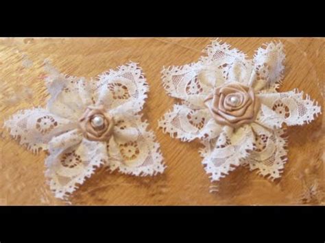 Tutorial contenitori decorativi shabby chic. Shabby Chic Lace Flower Tutorial - YouTube