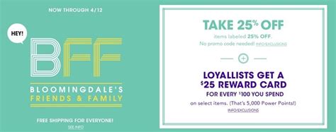 Coupons for 75% off & more ✅ verified & tested today! Bloomingdale's Promotions: Take 25% Off, Loyalists Get $25 ...