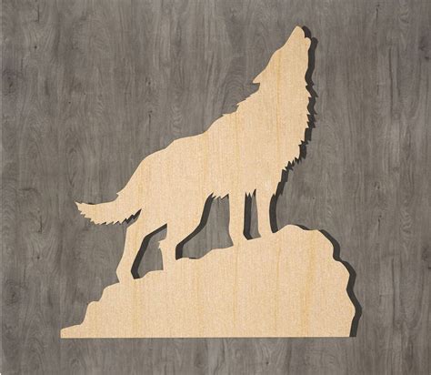 Howling Wolf Cutout Unfinished Wood Shape Craft Supply Art | Etsy