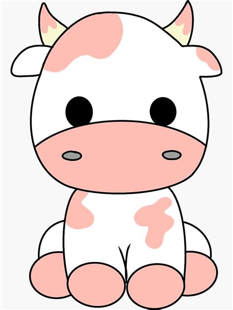 Cute cartoon little calf on white background. "Cute strawberry cow?" Sticker by moasjo08 | Redbubble