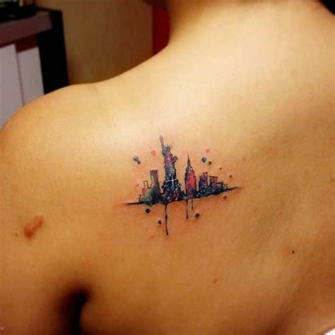 New york skyline tattoo temporary tattoos fake tattoos new | etsy. Pin by Grace Turkewitz on Tats | Skyline tattoo, Small ...
