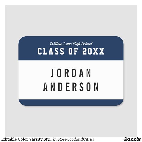 editable color varsity style class reunion name tag zazzlecom
