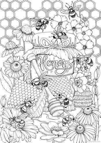 Beautiful bee coloring page for adults. Honey #adultcoloringpages Honey | Livre de couleur, Pages ...
