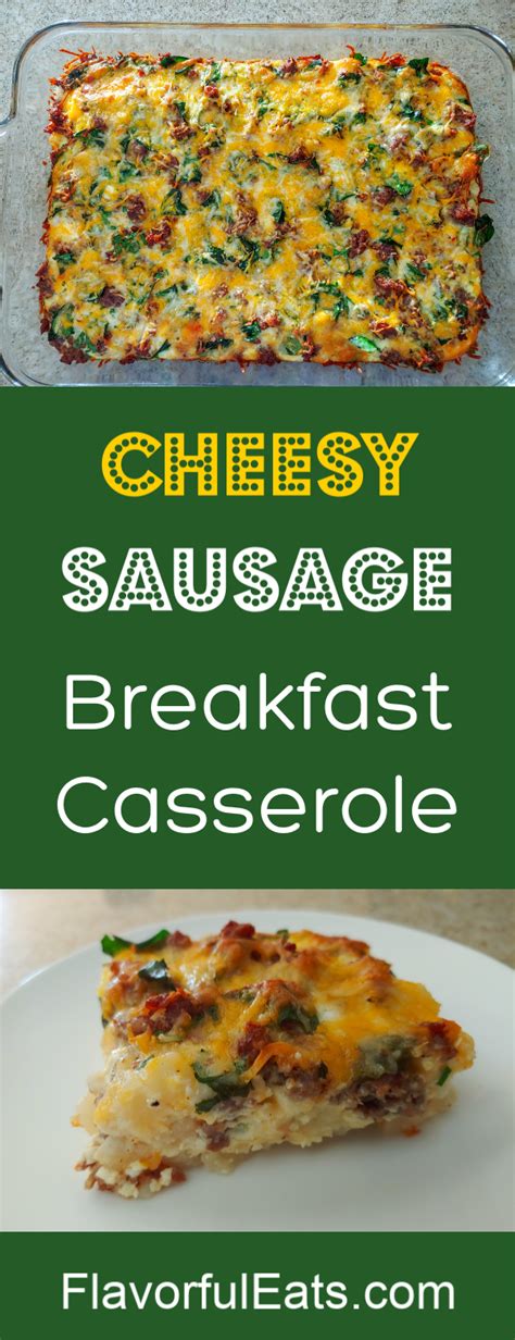 Combine the potatoes and cooked bacon with the eggs; Cheesy Sausage Breakfast Casserole | Recipe | Breakfast ...