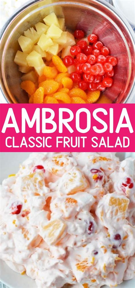 Making a fluff salad is ridiculously simple: Ambrosia salad recipe with with cool whip, fruit and ...