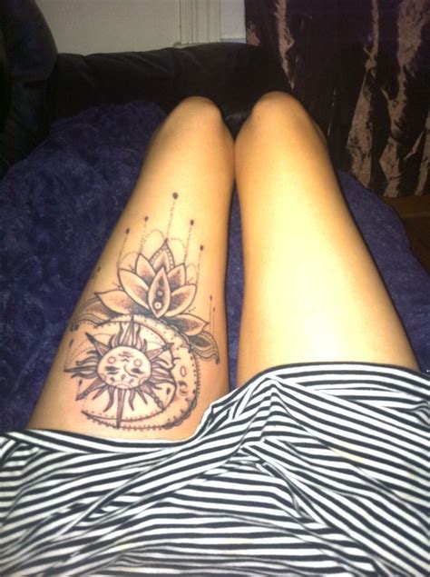 How long does a cross tattoo take? Probably my favourite tattoo, large thigh price , hippy ...