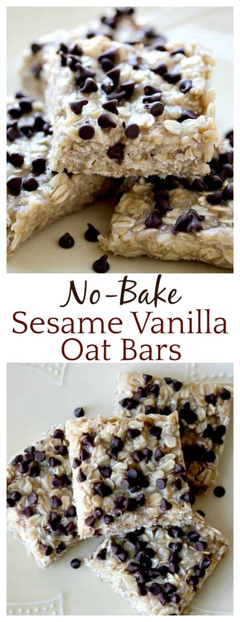 Need a sweet treat that doesn't require heat? Amazing No-Bake Sesame Vanilla Oat Bars - Delicious Little ...