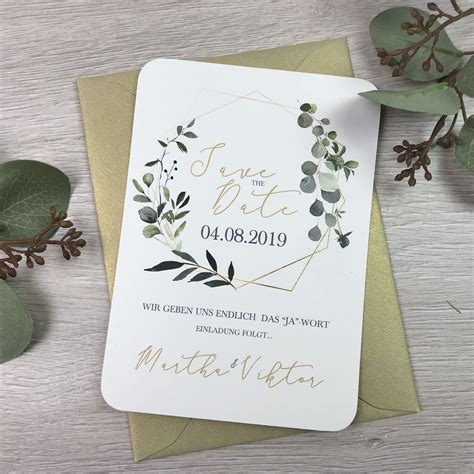 Steht das menü für eure hochzeitsfeier schon fest? Einladungskarten Hochzeit Mit Palmen Und Gold : zarte Töne ...
