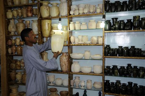 Gypsum calcite alabaster is harder, but workable with a knife, and often has bands. Alabaster Shop | Luxor and Karnak | Pictures | Egypt in ...