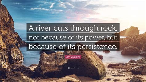 No one is born hating another person because of the colour of his skin, or his background, or his religion. Jim Watkins Quote: "A river cuts through rock, not because ...