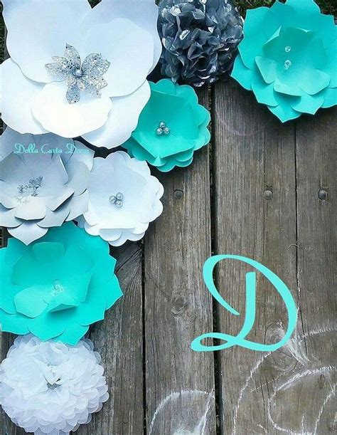 For tibetan monks, teal is symbolic of the infinity of the sea and sky, while it is the color of truth and faith for egyptians. Large paper flowers aqua teal blue silver gray and white ...