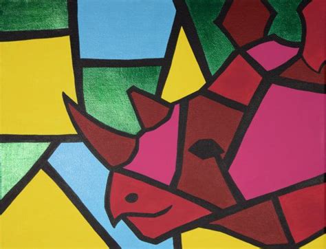 Picasso in front of his painting the aficionado (kunstmuseum basel) at picasso was exceptionally prolific throughout his long lifetime. Pink Cubism Rhino Painting, 11x14 Inch Acrylic Painting ...