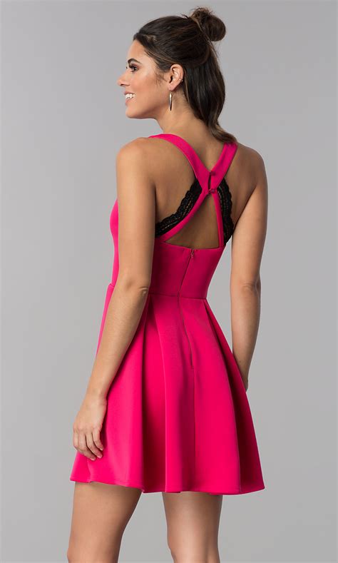 Hot Pink Dress - Cute Strapless High Low Hot Pink Tulle Ruffle Prom Dress